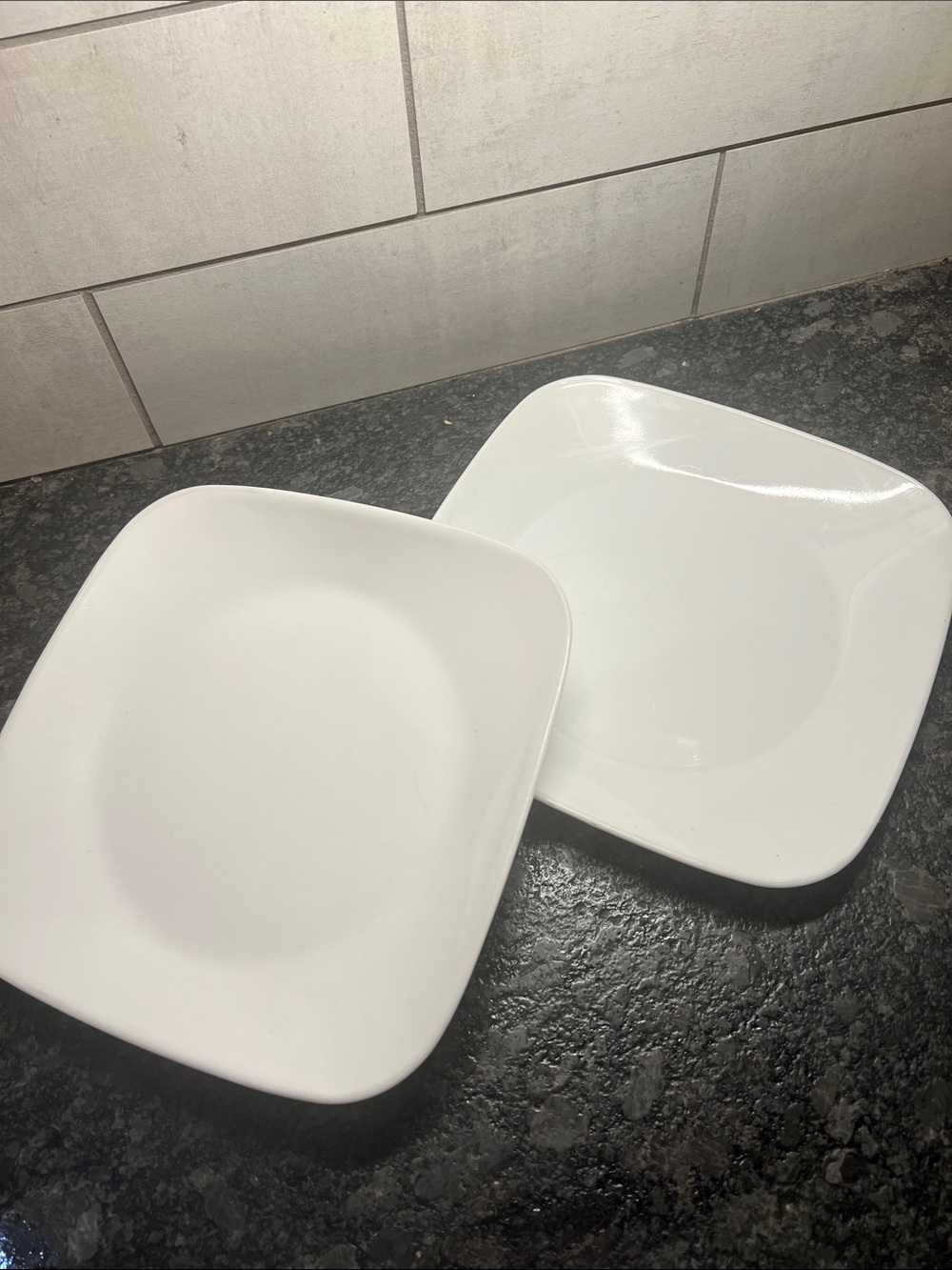 Corelle WINTER FROST White Square 9” Dinner Plates - Set of 2